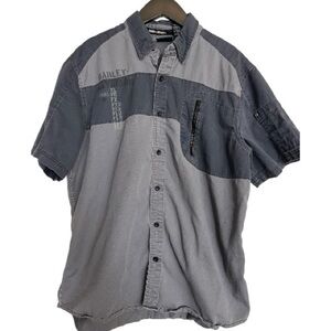 Harley Davidson grey button up shirt with eagle design Size XL